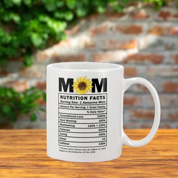Mom Appreciation Mug "Mom Nutrition Facts" Gift for Christmas 11 oz Ceramic Mug - Picture 4 of 5